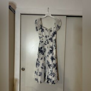 Yumi Kim White Dress with Blue Floral Design